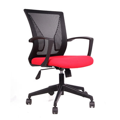 Mobili da ufficio Semplice e confortevole sedia girevole a maglia nera con cuscino rosso