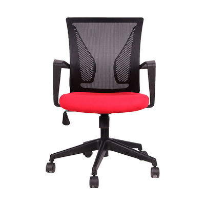 Mobili da ufficio di design moderno Sedia girevole a maglia nera con cuscino rosso e schiena a farfalla