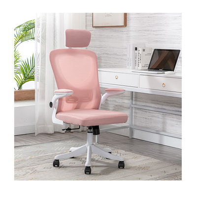Mobili da ufficio schiena alta sedia PC rosa nera con altezza regolabile e senza grembiule