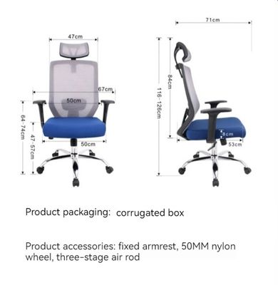 Modern Design High Back Office Chair con funzione girevole e cuscino blu OEM ODM