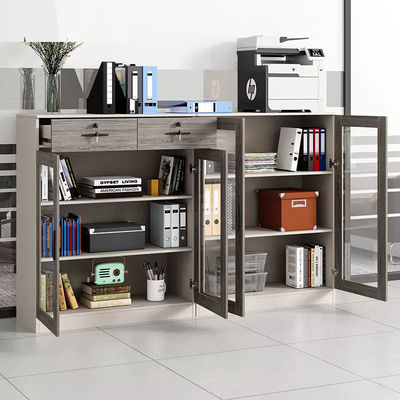 Armadio di archiviazione a chiusura in vetro a telaio di legno per stampanti e archivi per ufficio