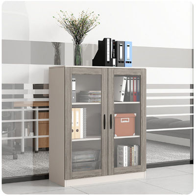 Armadio di archiviazione a chiusura in vetro a telaio di legno per stampanti e archivi per ufficio