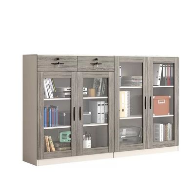Armadio di archiviazione a chiusura in vetro a telaio di legno per stampanti e archivi per ufficio