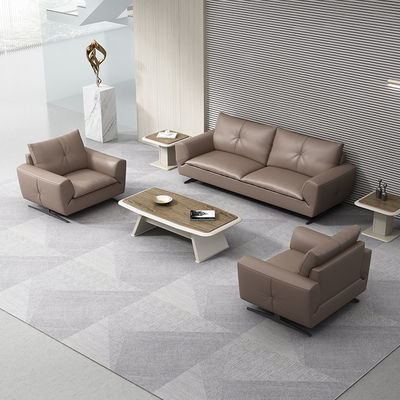 Set di divani sezionali in pelle grigia per divani modulari per mobili da ufficio scolastici