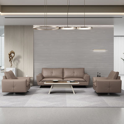 Set di divani sezionali in pelle grigia per divani modulari per mobili da ufficio scolastici
