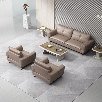 Set di divani sezionali in pelle grigia per divani modulari per mobili da ufficio scolastici