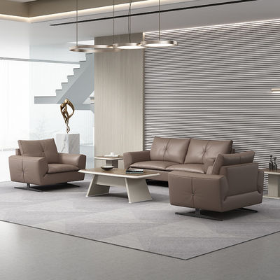 Set di divani sezionali in pelle grigia per divani modulari per mobili da ufficio scolastici
