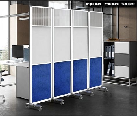 Moderno divisore di ufficio portatile su ruote con parete divisoria a schermo pieghevole