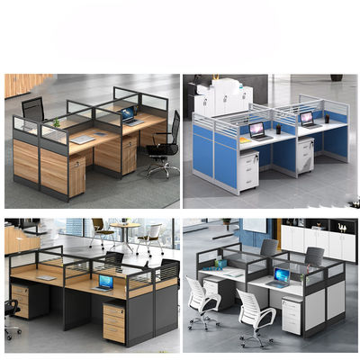 Mobili da ufficio modulari e personalizzabili Stazione di lavoro a schermo per 4 persone con spazio da scrivania