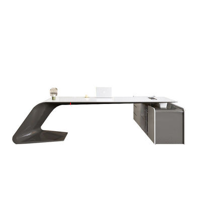 Modern Office Workstation Fruniture L Shape Executive Boss Desk con armadietto laterale