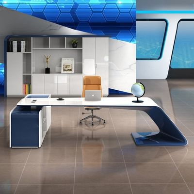 Modern Office Workstation Fruniture L Shape Executive Boss Desk con armadietto laterale
