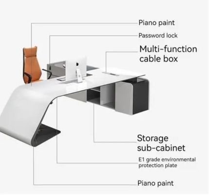 Modern Office Workstation Fruniture L Shape Executive Boss Desk con armadietto laterale