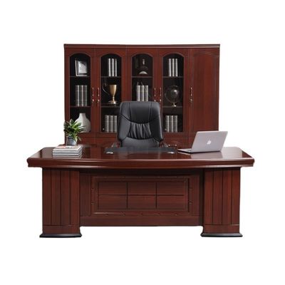 Set per ufficio esecutivo in legno massello per scrivania e sedia esecutiva in mogano vintage