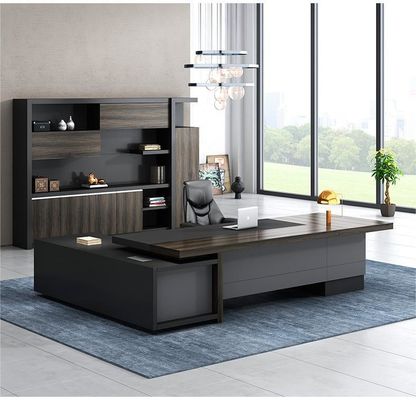 Modern Office Desk Boss Desk End Computer Desk a forma di L con 50 mm di spessore