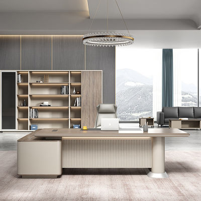 Modern Boss Home Office impermeabile L-shaped Computer Desk con PANEL Design in stile legno