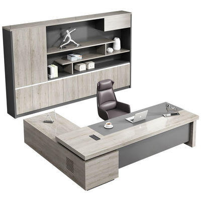 50 mm di spessore Tavola superiore di lusso Moderno legno a forma di L Boss Manager Direttore Tavolo ufficio