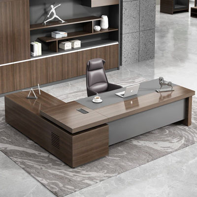 50 mm di spessore Tavola superiore di lusso Moderno legno a forma di L Boss Manager Direttore Tavolo ufficio