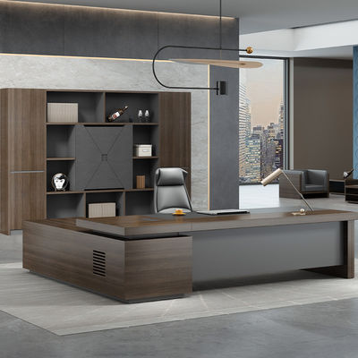 50 mm di spessore Tavola superiore di lusso Moderno legno a forma di L Boss Manager Direttore Tavolo ufficio