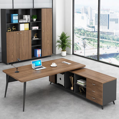 Modern Wooden Executive Desks Business Type L Shape Office Desk con armadietto di lunghe dimensioni