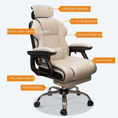 135 gradi inclinabile PU pelle ergonomico sedia da gioco con poggiapiedi in nero e rosa