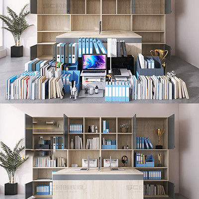 Gabinetto a doppio sedile, schermo, postazione di lavoro, computer, scrivania, stile moderno per la sala finanza