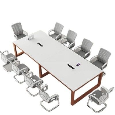 Tavola di conferenze bianca personalizzabile Tavola lunga semplice per negoziati multi in ufficio