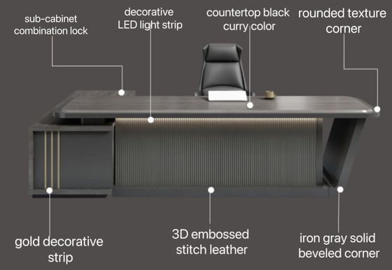 High Tech Black Boss Manager Tavolo e sedia combinati per il cliente