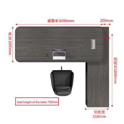 High Tech Black Boss Manager Tavolo e sedia combinati per il cliente