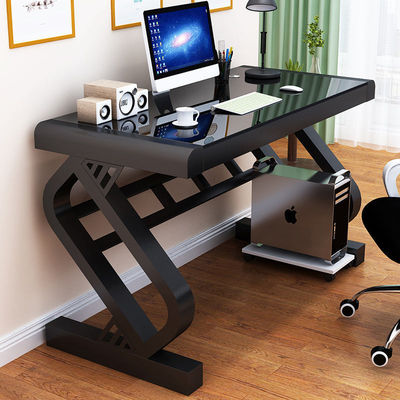 Customers Logo Office Home School Computer Desk con vetro temperato