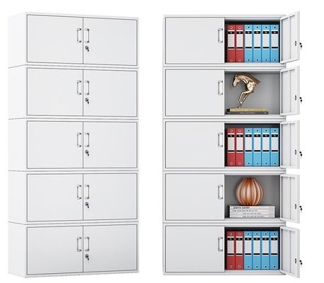 Archivio moderno per mobili da ufficio bianchi con deposito in acciaio e serratura multi cassetto