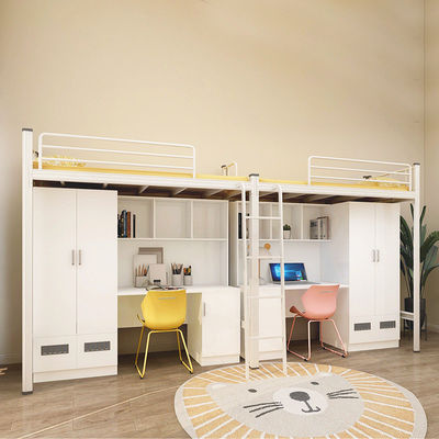 Imballaggio postale Y Scuola moderna Dormitorio Camera da letto Arredamento Set Loft Metallico Letto con scrivania