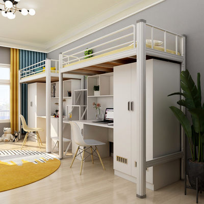 Imballaggio postale Y Scuola moderna Dormitorio Camera da letto Arredamento Set Loft Metallico Letto con scrivania