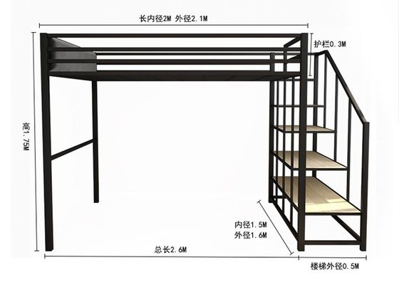 Banister Stairs Double Loft Bed con telaio in metallo e Space Capsule Hotel Bed Cabinet