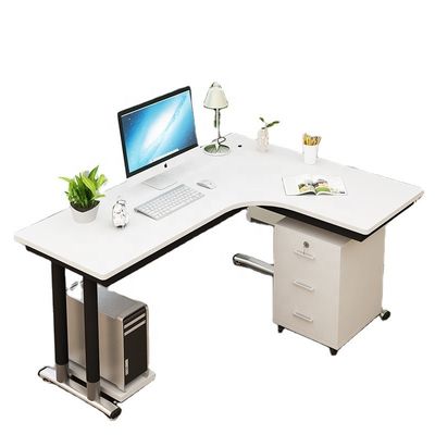 Scrivania di ufficio a forma di L in legno con funzione di sollevamento