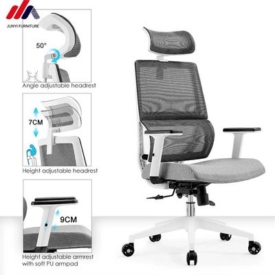 Seduta da ufficio in maglia e tessuto grigio con base in alluminio La soluzione di seduta ergonomica definitiva