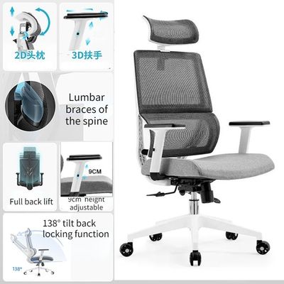 Seduta da ufficio in maglia e tessuto grigio con base in alluminio La soluzione di seduta ergonomica definitiva