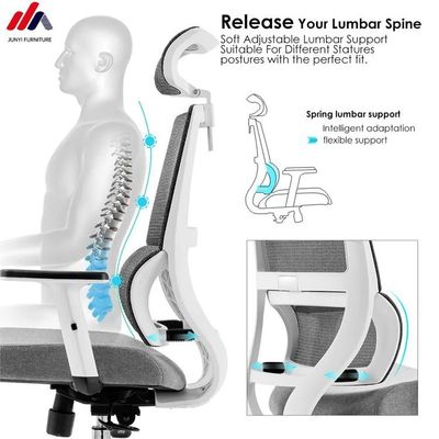 Seduta da ufficio in maglia e tessuto grigio con base in alluminio La soluzione di seduta ergonomica definitiva