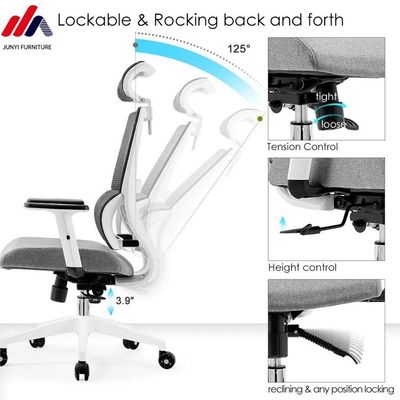 Seduta da ufficio in maglia e tessuto grigio con base in alluminio La soluzione di seduta ergonomica definitiva